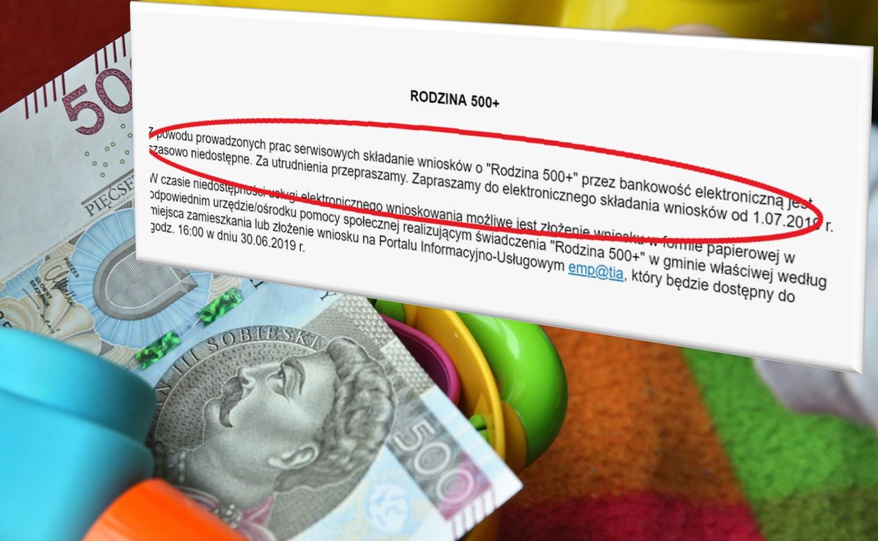 Składałem wniosek o 500+ na pierwsze dziecko. Wtem: "Trwają prace serwisowe"
