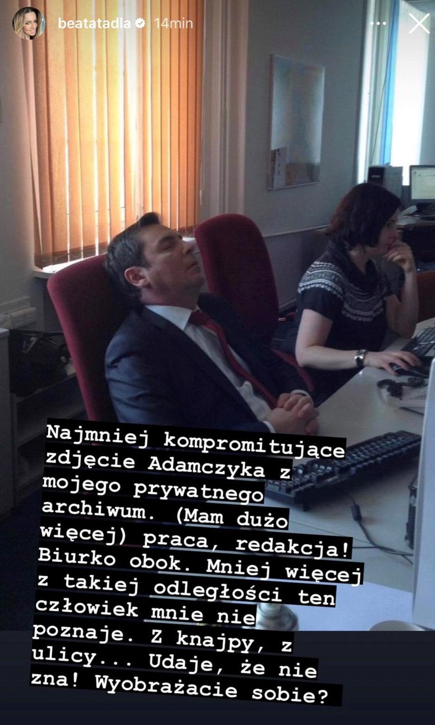 Beata Tadla pokazała kompromitujące zdjęcie Michała Adamczyka