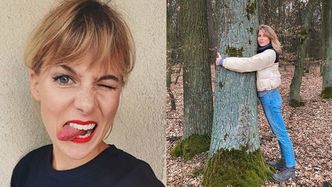 Chuda Marta Wierzbicka tuli się do drzewa i zapewnia: "Spacer to najlepszy plan na relaks (FOTO)