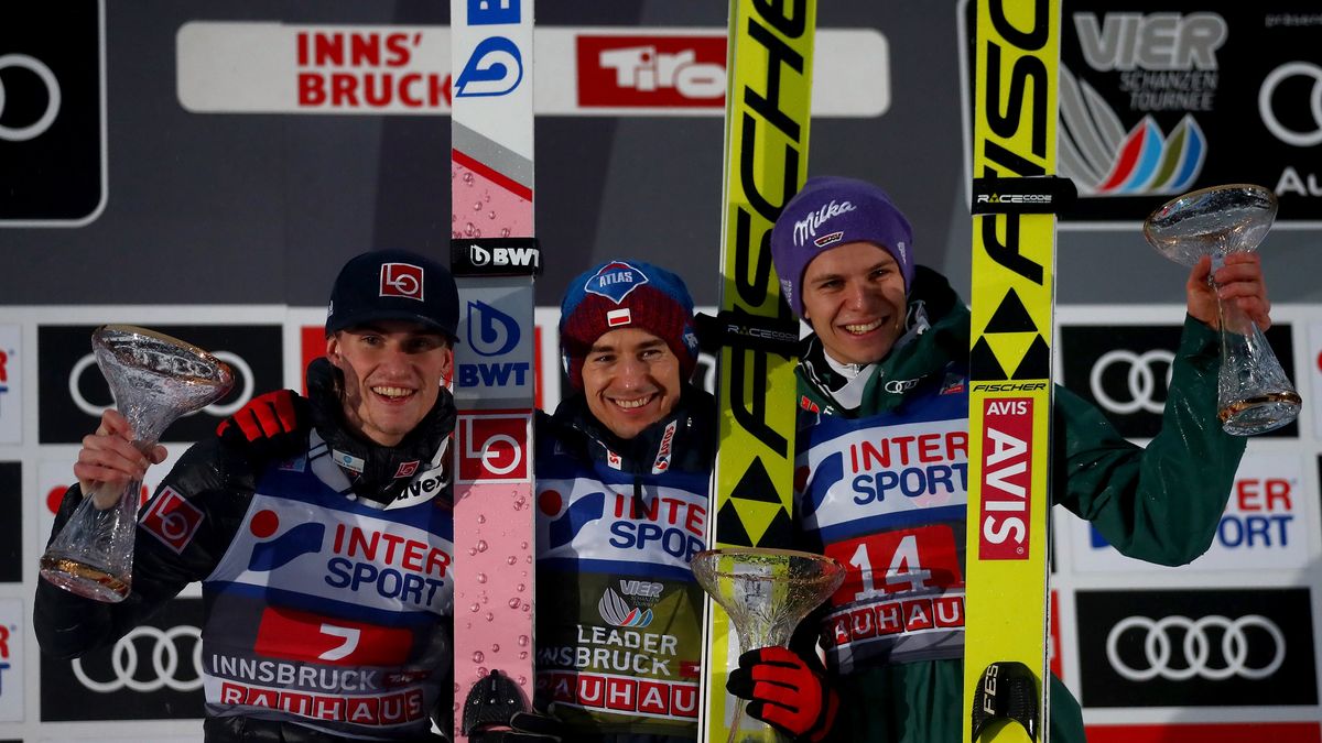 Getty Images / Alexander Hassenstein / Na zdjęciu od lewej Daniel Andre Tande, Kamil Stoch i Andreas Wellinger