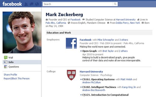 Profil Marka Zuckerberga na Facebooku