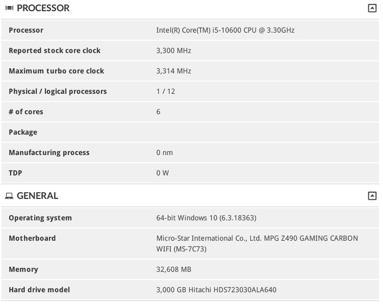 Intel Core i5-10600 - 3DMark