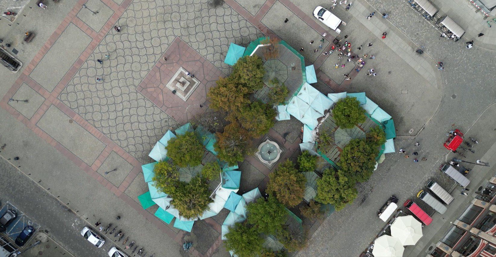 Plac Solny we Wrocławiu z lotu ptaka