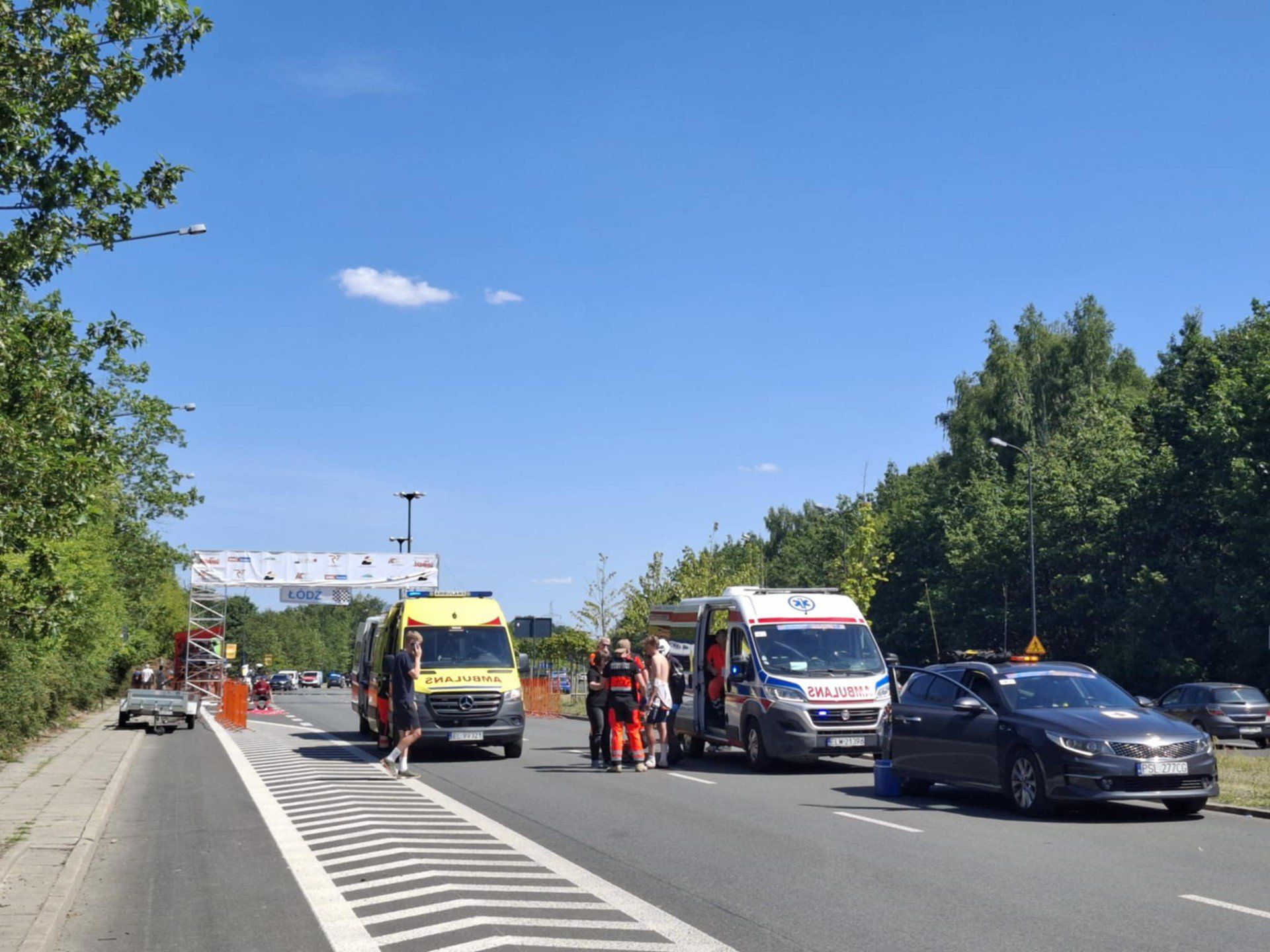 Wypadek na wyścigu kolarskim