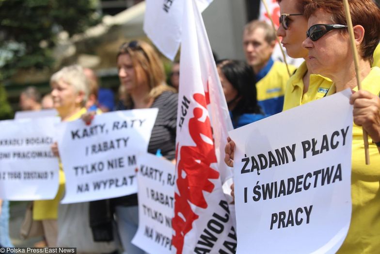 22.05.2017, Dąbrowa Górnicza. Protest pracowników upadłej sieci Praktiker.