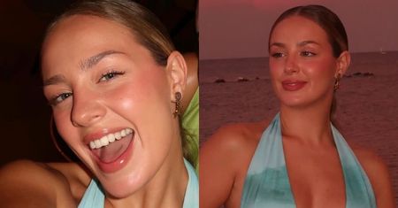 Wiktoria Gąsiewska kusi na tle zachodzącego słońca w TURKUSOWEJ sukni z głębokim dekoltem (FOTO)