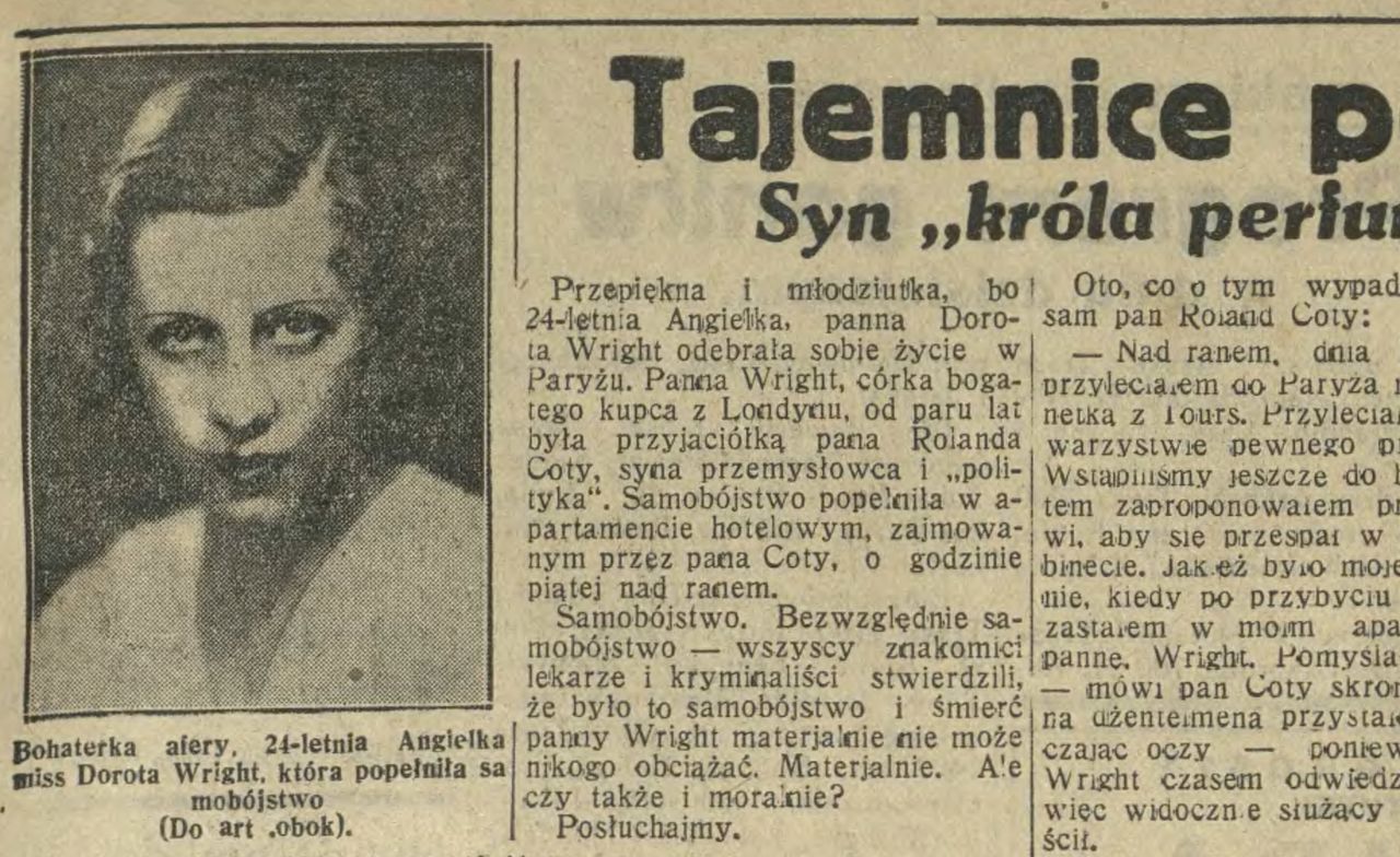 Tajemnica pokoju pana Coty. Śmierć młodej Angielki w hotelu