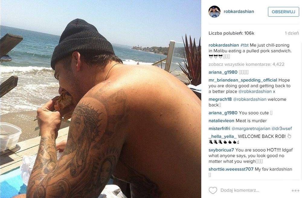 Rob Kardashian powrócił na Instagram