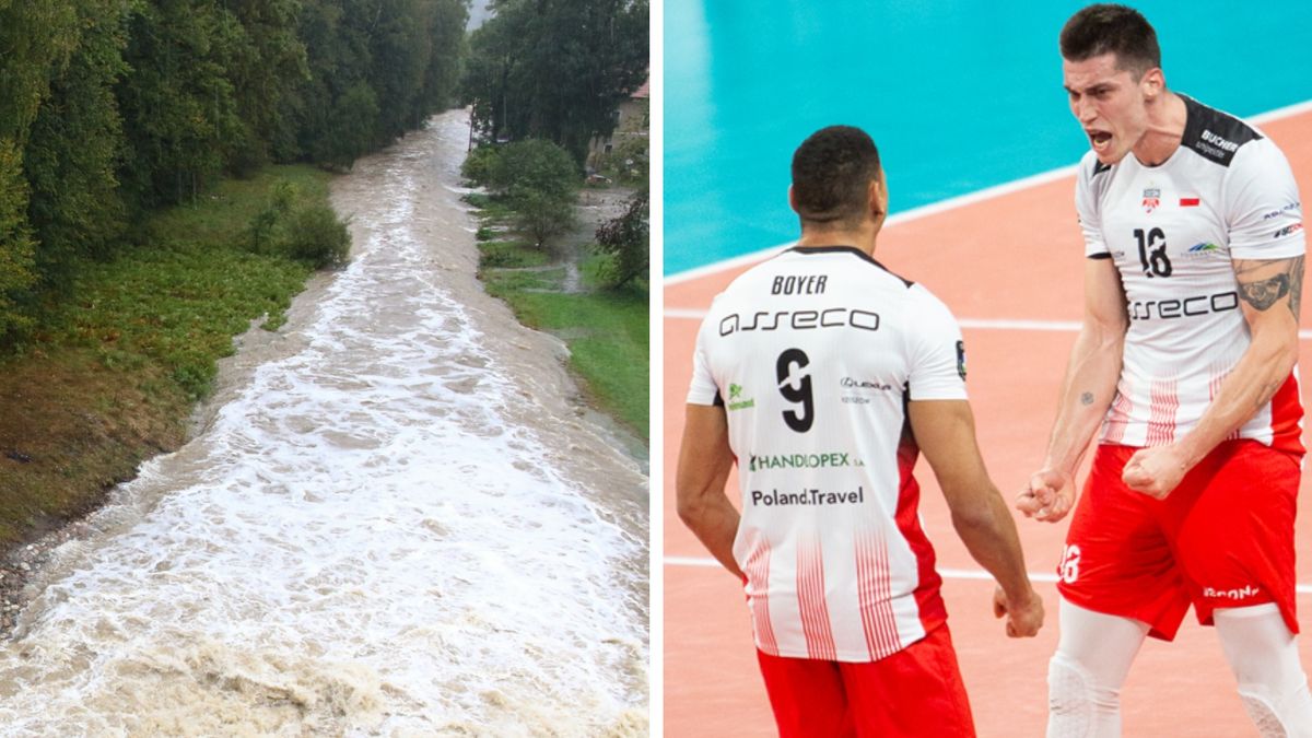 PAP / Krzysztof Świderski / Na zdjęciu: rzeka Złoty Potok we wsi Jarnołtówka i siatkarze Asseco Resovii Rzeszów (WP SportoweFakty/Monika Pliś)