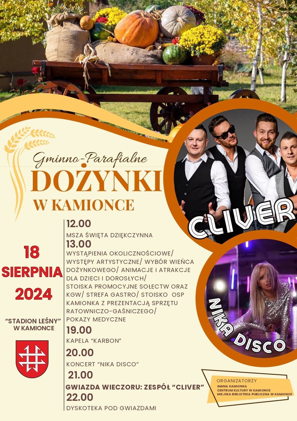 Dożynki w Kamionce 2024 - plakat, program wydarzenia