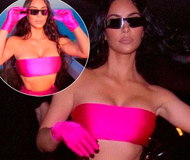 Kim Kardashian w pasku na biuście i... Co ona ma na sobie?