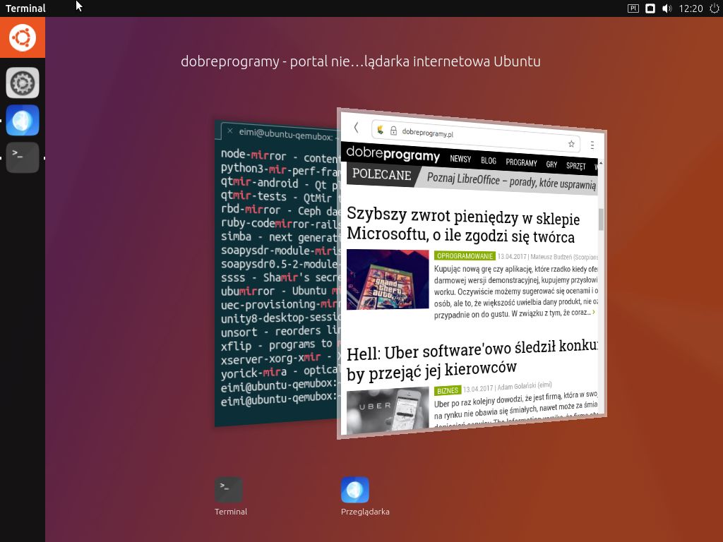 O dziwo efekty 3D Mira działają w maszynie wirtualnej QEMU/KVM