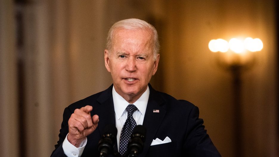 WASHINGTON, DC  June 2, 2022:US President Joe Biden delivers remarks on the recent tragic mass shootings and the need for Congress to act to pass laws to combat the epidemic of gun violence in the Cross Hall of the White House on June 2, 2022. (Photo by Demetrius Freeman/The Washington Post via Getty Images)