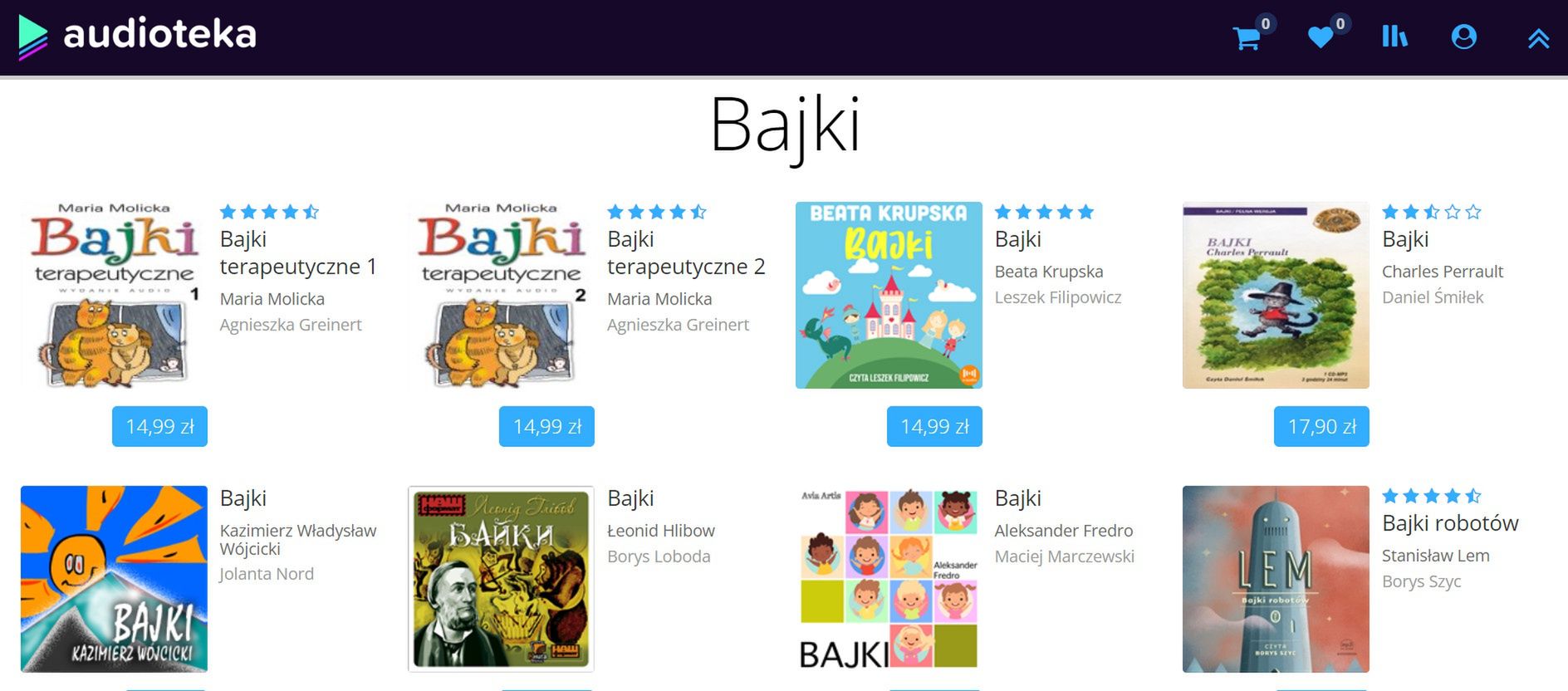Zrzut ekranu z serwisu audioteka.com