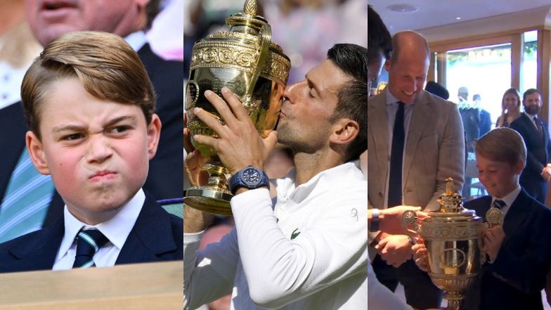 Książę George skradł show na Wimbledonie! Novak Djoković wręczył mu swój puchar. "TYLKO NIE UPUŚĆ" (WIDEO)