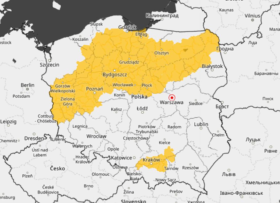 Mapa pokazująca mgły 
