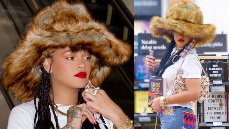 Rihanna w futrzanym kapeluszu od Marca Jacobsa robi zakupy w galerii handlowej