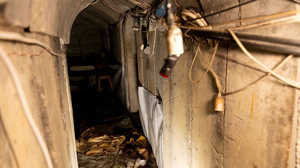 Israeli Army Escorts Media To Gaza European Hospital Near Khan Yunis
KHAN YUNIS, GAZA - JUNE 8:  (EDITOR'S NOTE: Image has been reviewed by Israeli Defense Forces prior to transmission) A tunnel, where the Israeli army believes to be Hamas leaders underground infrastructure near the Gaza European Hospital near Khan Yunis on June 8, 2025 in Khan Yunis, Gaza. According to the Israeli military, it struck Hamas "underground infrastructure" beneath the European Hospital on May 13, reportedly killing Hamas chief Muhammad Sinwar, younger brother of the militant group's former leader, Yahya Sinwar, who was killed by Israeli forces last year. The Hamas-run civil defence said that during the strike six bombs hit the hospital's inner courtyard and surrounding area, killing 28 people and injuring dozens more. The IDF alleges tunnels under the European Hospital in southern Gaza were used by Hamas as a command center during the October 7, 2023 Hamas attack on Israel, masterminded by Yahya Sinwar. Hamas has not yet confirmed or denied Muhammad Sinwar's death. (Photo by Amir Levy/Getty Images)
Amir Levy