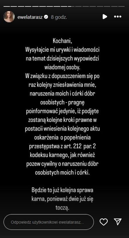 Ewelina Taraszkiewicz zapowiada walkę o dobre imię córki 