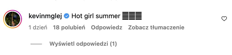Kevin Mglej skomentował zdjęcia Roxie