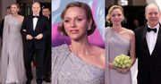 UŚMIECHNIĘTA księżna Charlene olśniewa na balu w Monako w kreacji z odkrytym ramieniem i mężem u boku (ZDJĘCIA)