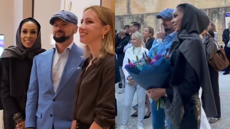 Omenaa Mensah i Rafał Brzoska na wystawie 