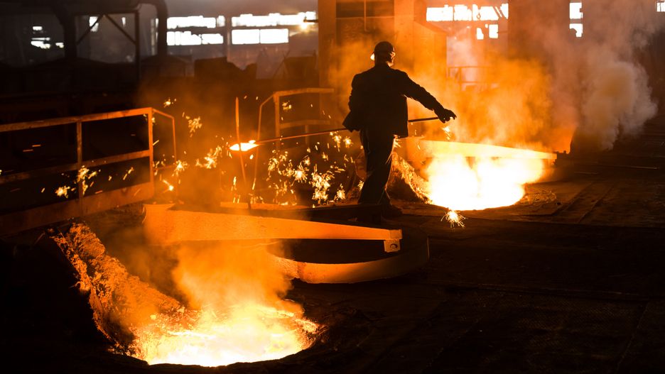 pouring, manual, heavy, steel, foundry, smelter, liquid, red, power, iron, glowing, horizontal, bright, occupation, furnace, people, casting, worker, flowing, equipment, melting, flame, effort, cast, industrial, standing, objects, fire, smoke, factory, sparks, metallurgy, fumes, working, industry, man, construction, metal, burning, molten iron, industrial building, molten metal, full length, one person, molten steel, heavy industry, foundry industry, foundry worker, silhouette man