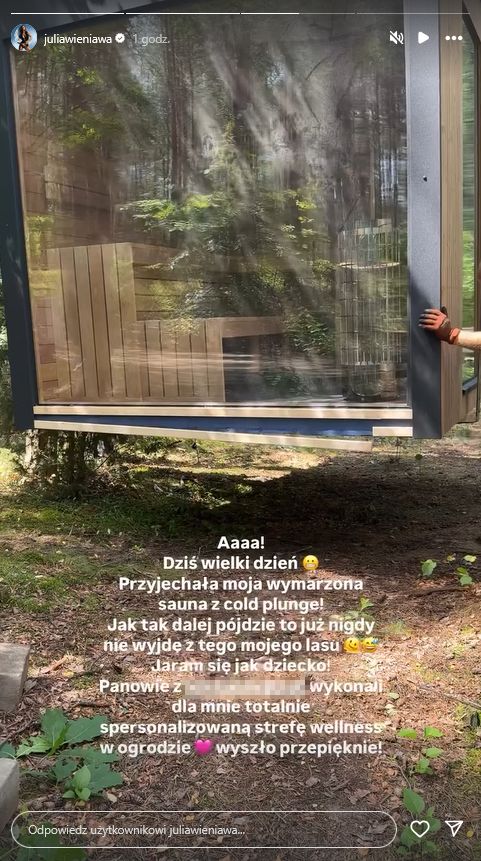 Julia Wieniawa chwali się sauną