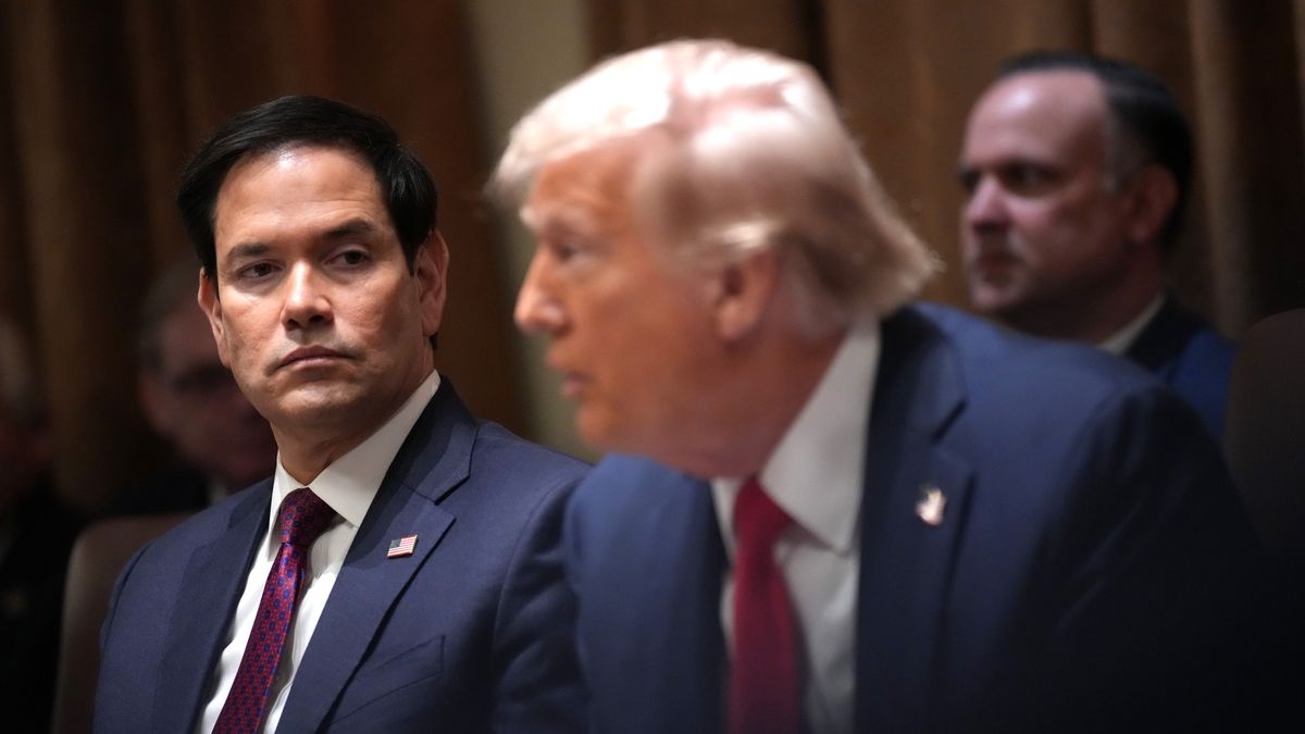WASHINGTON, DC - FEBRUARY 26: U.S. Secretary of State Marco Rubio listens as President Donald Trump delivers remarks during a Cabinet Meeting at the White House on February 26, 2025 in Washington, DC. Trump is holding the first Cabinet meeting of his second term, joined by Tesla and SpaceX CEO Elon Musk, head of the Department of Government Efficiency (DOGE). (Photo by Andrew Harnik/Getty Images)