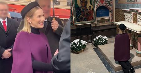 Marta Nawrocka w fioletowej kreacji. Tak zaprezentowała się w katedrze Notre-Dame (FOTO)