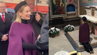 Marta Nawrocka w fioletowej kreacji. Tak zaprezentowała się w katedrze Notre-Dame (FOTO)