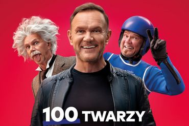 Grafika promująca „100 twarzy Cezarego Pazury w Radiu ZET” 