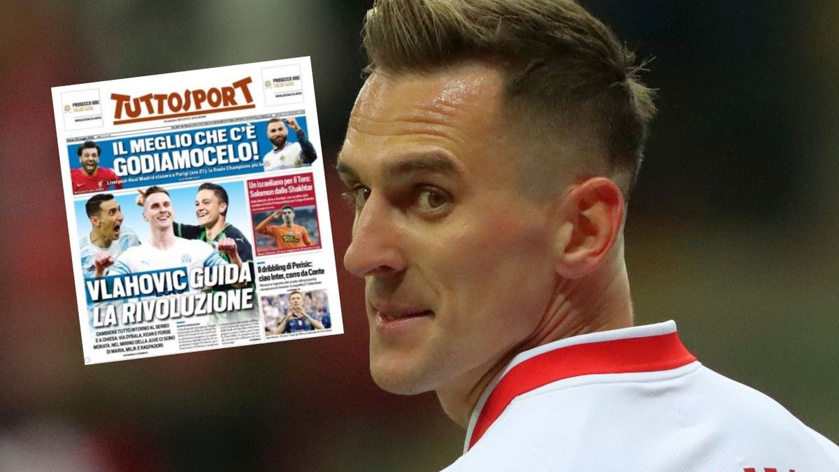 WP SportoweFakty / Mateusz Czarnecki / Tuttosport / Na zdjęciu: Arkadiusz Milik, na małym zdjęciu: okładka dziennika Tuttosport