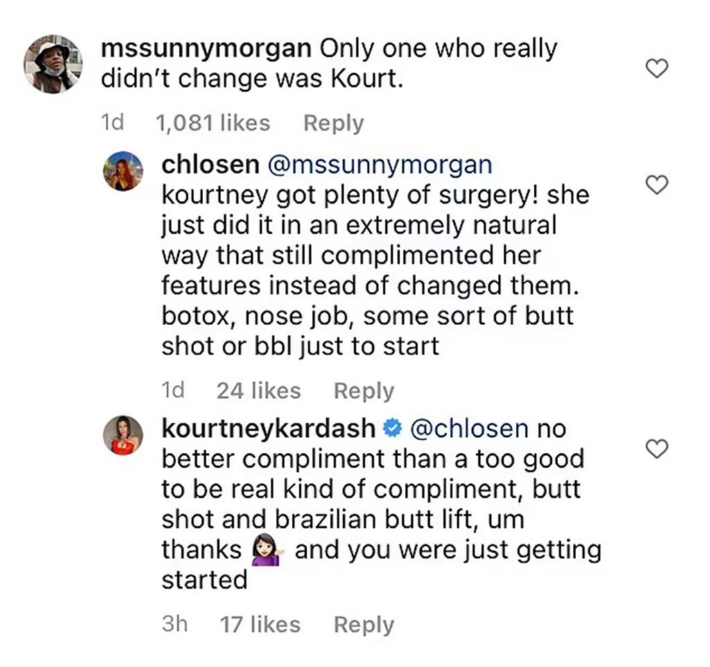 Kourtney Kardashian odpowiada hejterowi, który stwierdził, że miała OPERACJE PLASTYCZNE