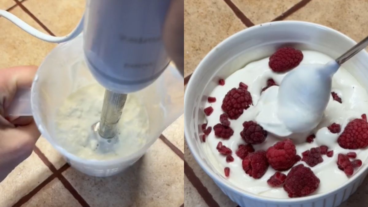 Ubij serek wiejski jak śmietanę i posmaruj gofry. Deser, który nie pójdzie w boczki