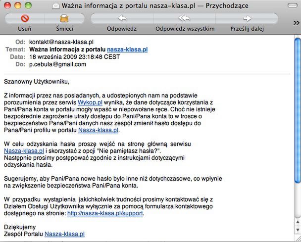 Nasza-Klasa zmieniła hasła części użytkowników 1