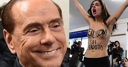 Berlusconi zaatakowany przez... NAGIE PIERSI feministki: "Twój czas minął!" (ZDJĘCIA)