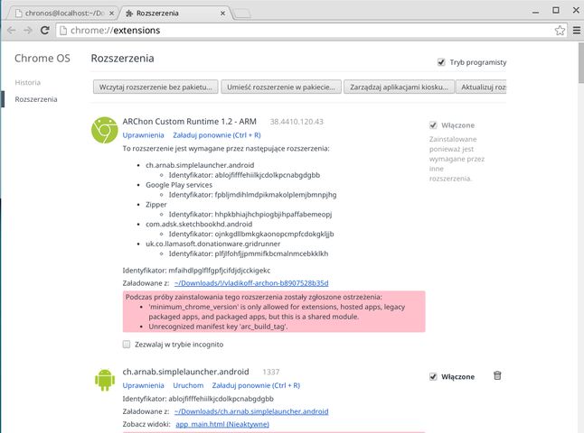 ARChon Custom Runtime: sposób na androidowe aplikacje w Chrome OS