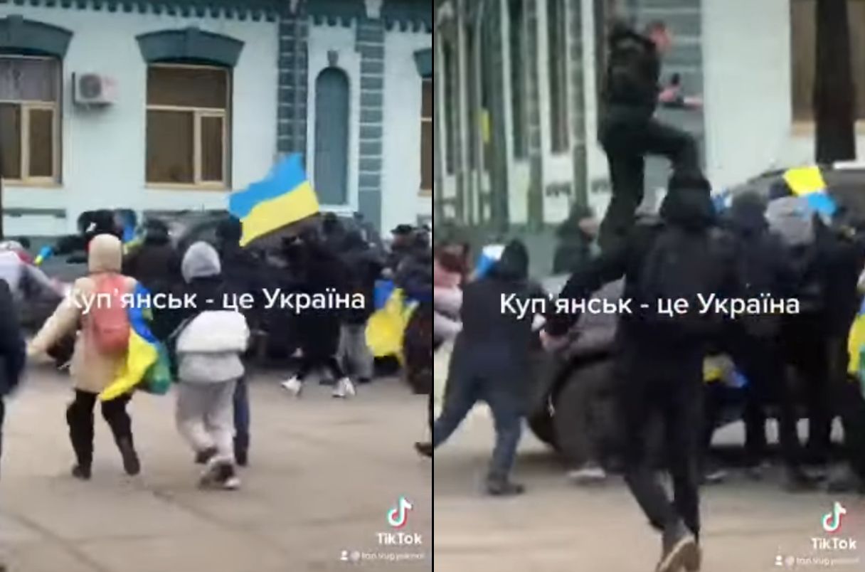Tak Ukraińcy powitali najeźdźców. Brutalna reakcja kierowcy. Nagranie spod Charkowa