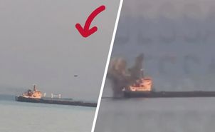 Plaża pełna ludzi, a dron uderza w statek.  Nagranie z Odessy