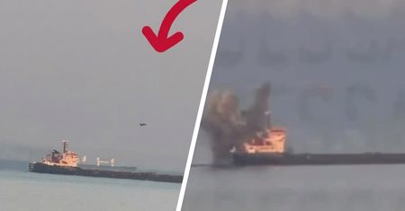 Plaża pełna ludzi, a dron uderza w statek.  Nagranie z Odessy