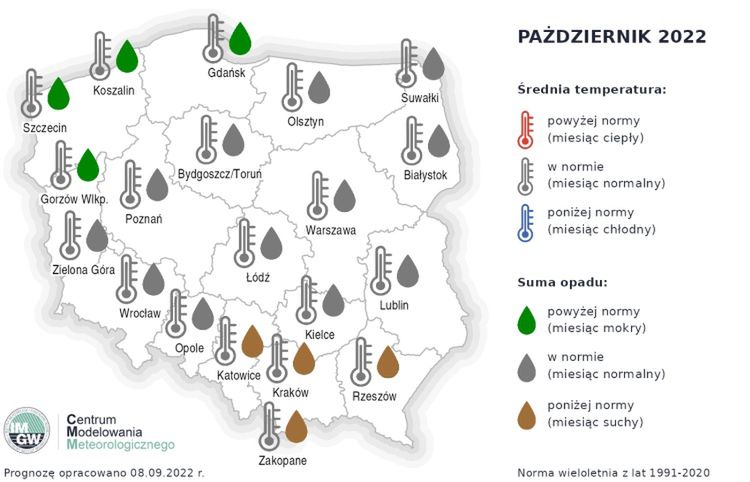 Pogoda październik. IMGW przedstawiło prognozę