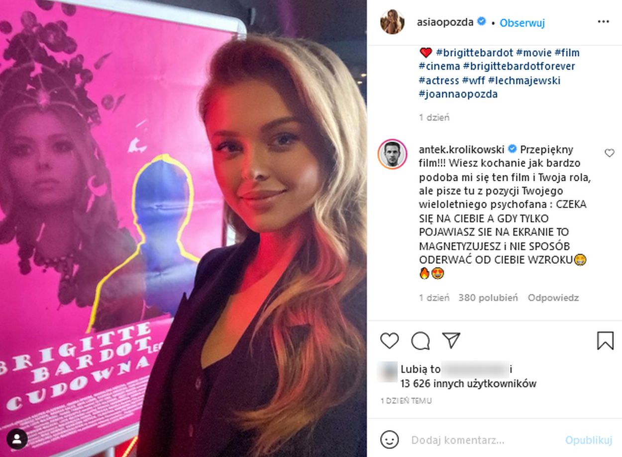 Antek Królikowski zachwyca się Joanną Opozdą