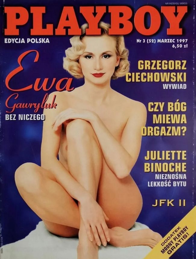 Ewa Garwyluk na okładce magazynu "Playboy" w 1997 r.