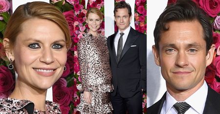 Ciężarna Claire Danes pozuje z mężem na różanej ściance