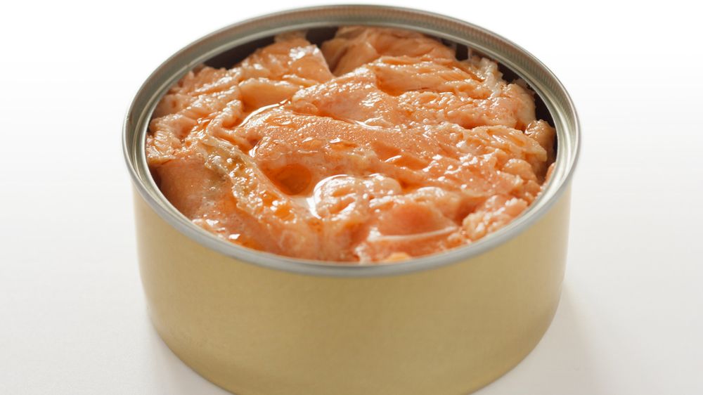 Łosoś różowy z ośćmi w puszce bez dodatku soli, odsączony