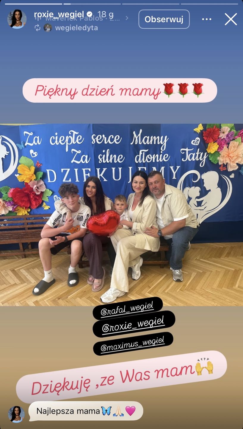 Roksana Węgiel z rodzicami i braćmi 