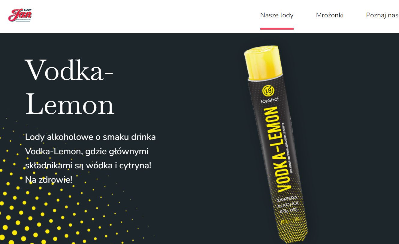 Jeden z alkoholowych lodów produkowanych przez firmę Lody Jan