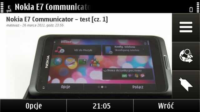 Nokia E7 przeglądarka internetowa