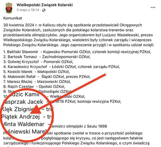 Fot. Facebook/Wielkopolski Związek Kolarski